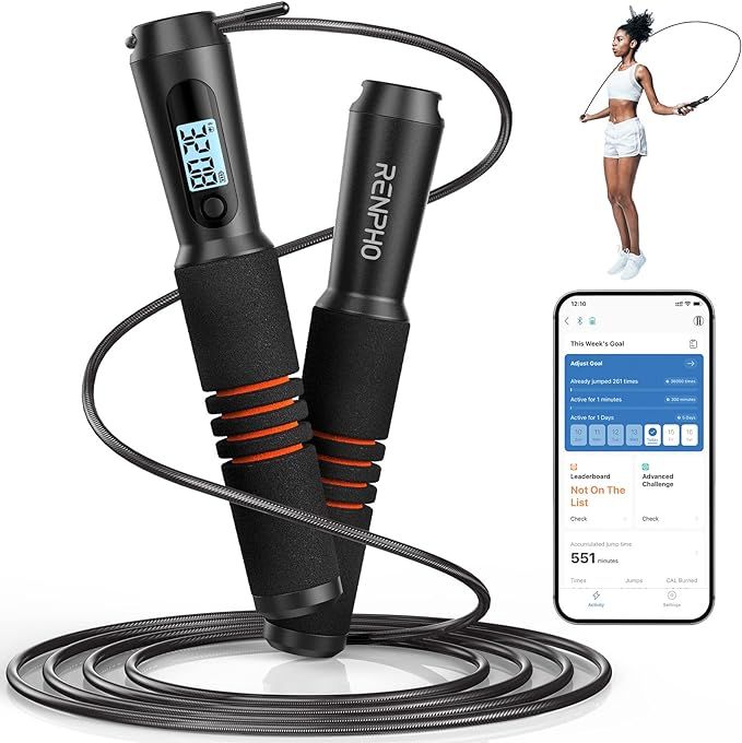 RENPHO Smart Jump Rope with Counter, Fitness Skipping Rope with APP Data Analysis, Workout Jump R... | Amazon (US)