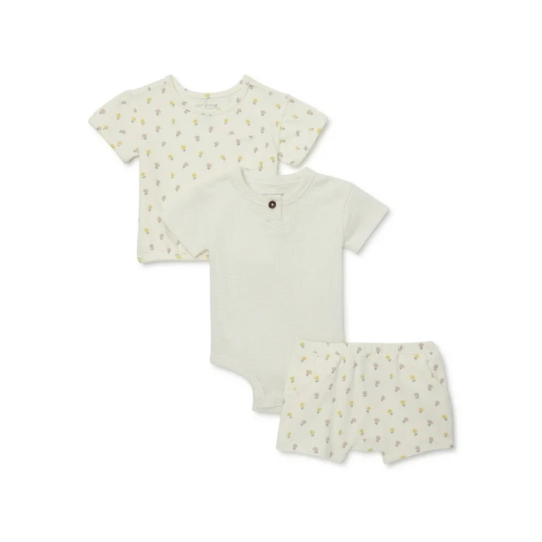 easy-peasy Baby Short Sleeve Tops and Short Outfit Set, 3-Piece, Sizes 0-24 Months | Walmart (US)
