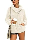 KIRUNDO 2022 Fall Winter Women's Lapel Fuzzy Fleece Sweatshirt Faux Shearling Zip Warm Sherpa Pul... | Amazon (US)