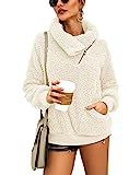 Amazon.com: KIRUNDO 2022 Fall Winter Women's Lapel Fuzzy Fleece Sweatshirt Faux Shearling Zip War... | Amazon (US)