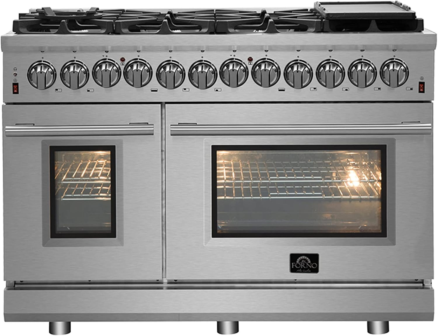 Massimo 48-inch Gas Range Stainless Steel, 8 burners, 107,000 BTU, 6.58 cu. ft., Air Fryer, Griddles | Amazon (US)