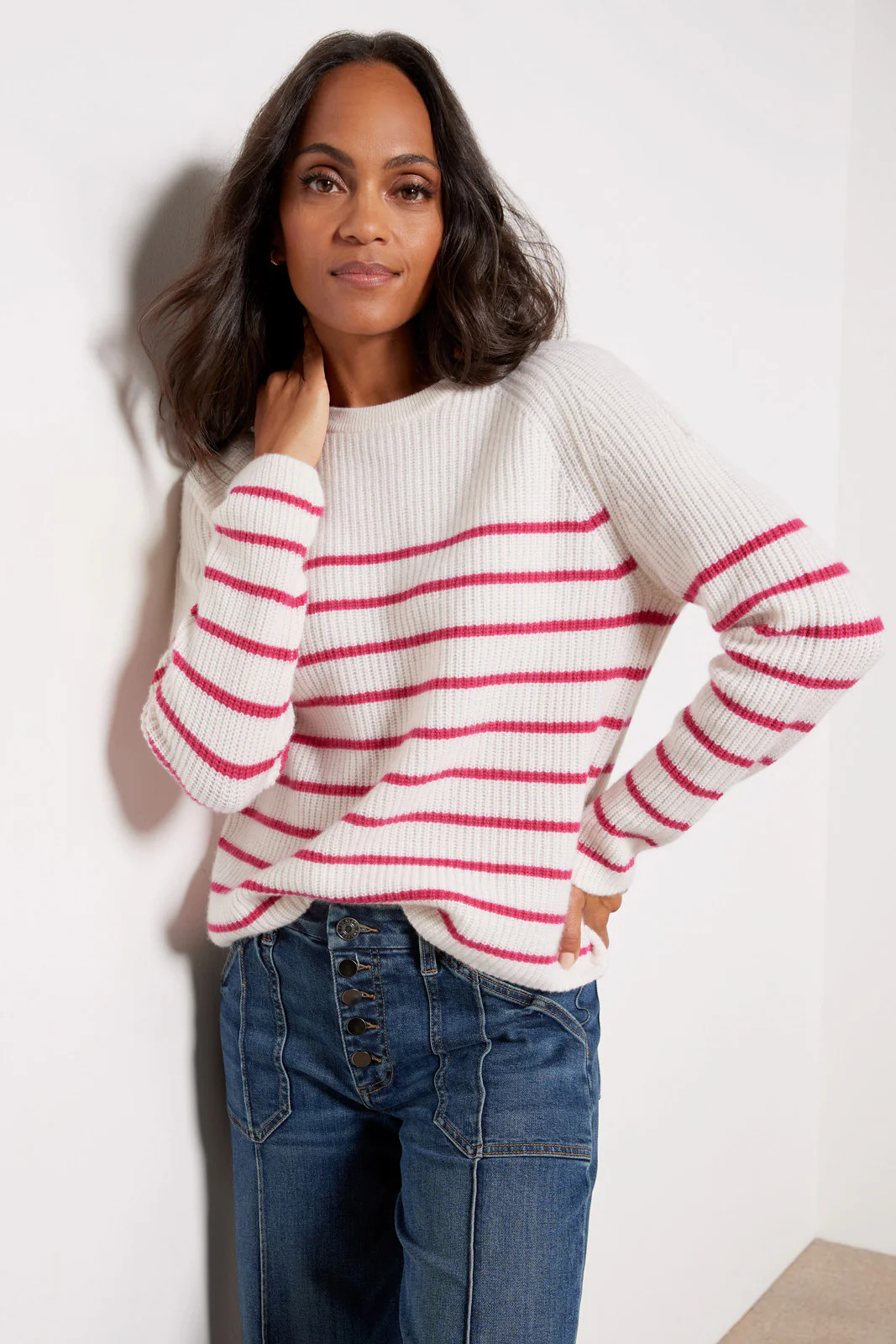 Campbell Cashmere Stripe Pullover | Evereve