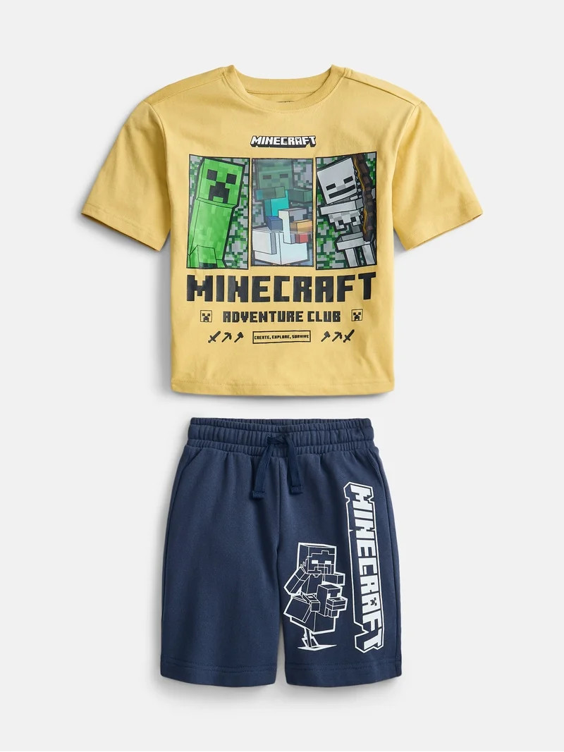 Minecraft Boys Graphic Tee and Shorts Set, 2-Piece, Sizes 4-18 | Walmart (US)