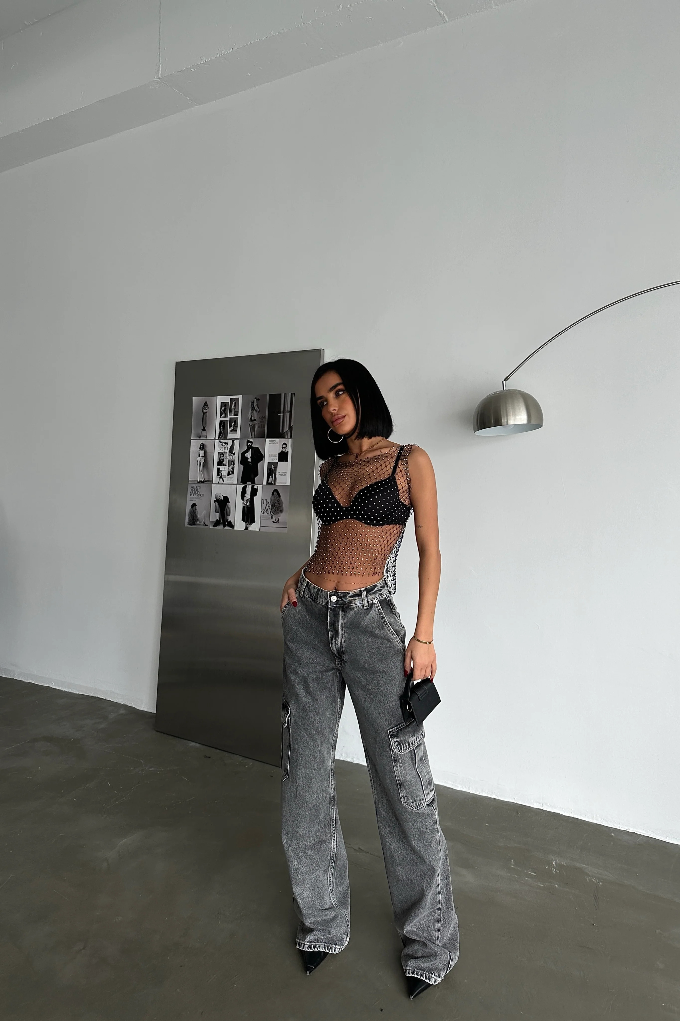 High Waist Denim Cargo Pants | PIRAL