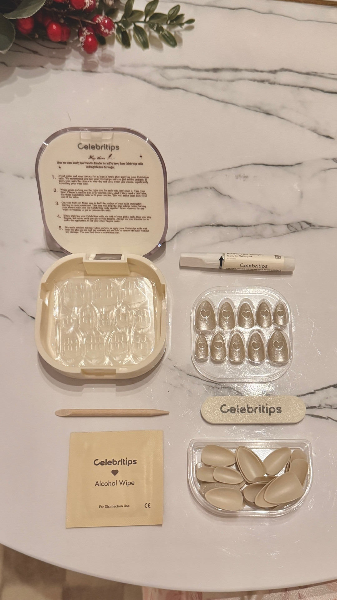 These press-ons are
- medium length
- come with adhesive strips and glue, alcohol wipe, cuticle pusher, file, and additional sizes
- easy to use: best to apply glue to press-on nail only, let sit for 2 sec, and then press onto fingernail for 25-30sec
- feel durable 
- good if you need a quick set on short notice or need to be able to swap sets on notice

Potential con: 
- learning curve with glue amount
- do not use if you’re allergic to adhesive 
- trial and error
- it may pop off sooner if you have flatter nails 

Similar options linked

#LTKGiftGuide #LTKBeauty #LTKHoliday