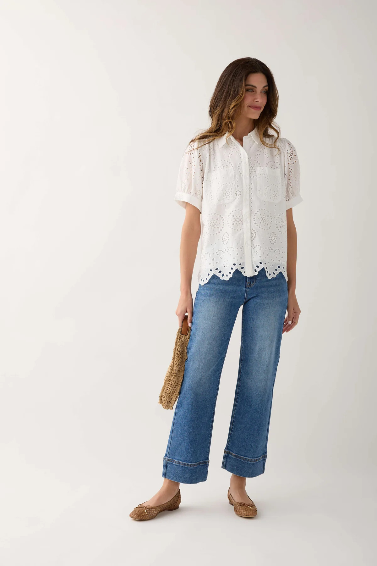 Risen Waverly Wide Hem Ankle Jeans | Social Threads