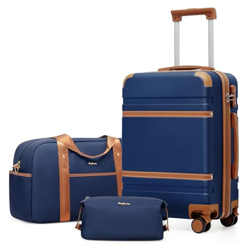 LONG VACATION Carry On Luggage Set 3 Piece, 20 Inch ABS+PC Hardshell Carry on Suitcase with Spinner Wheels TSA Lock & YKK Zipper | Amazon (US)