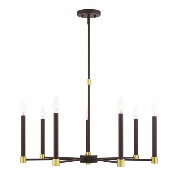 Mid Century Modern Contemporary Seven Light Chandelier Bronze/Satin Brass Bailey Street Home 218-... | Walmart (US)