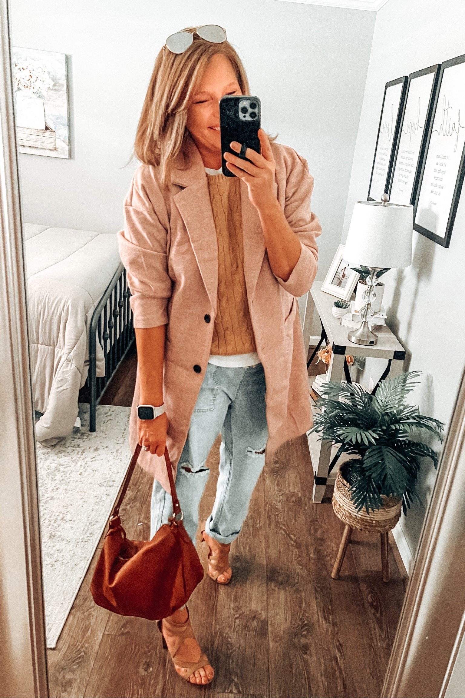 Denim joggers comes in more colors, fits tts, white crewneck tee styled with sweater vest and knit jacket blazer from Amazon, handbag and heels also from Amazon. All comes in more colors and fits tts. 

Fall outfit, joggers, jeans, jackets, casual chic, blazer outfit, teacher outfit, travel outfit, amazon fashion, amazon outfits, amazon finds

#LTKfindsunder50 #LTKstyletip #LTKover40