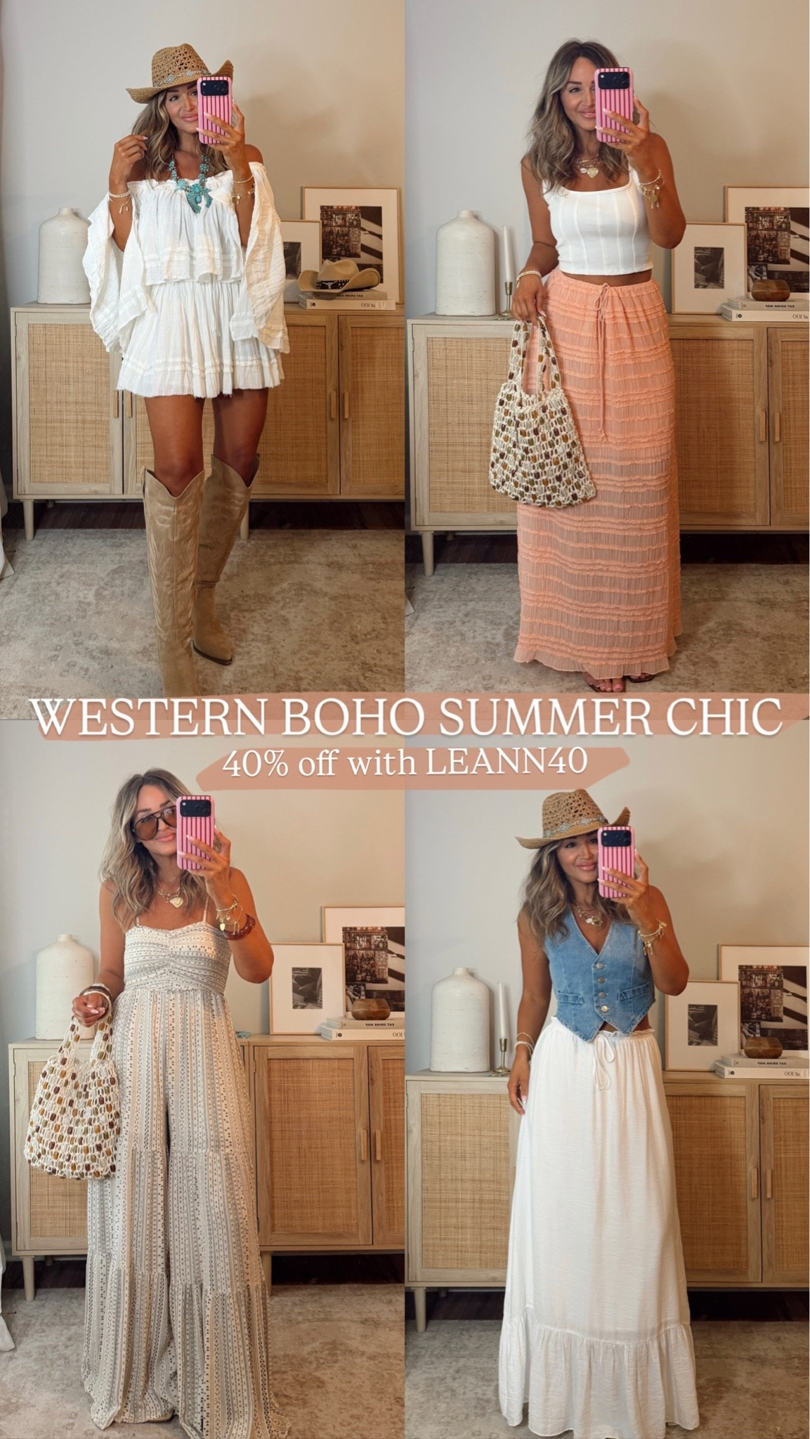 40% off with LEANN40, when expired use code LEANN35 western summer chic! obsessed with the mix of modern romance + desert neutral pieces in this haul! size S in tops, size M skirts (except white skirt is a S). @VICI

#LTKootd #LTKSaleAlert
