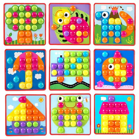 QML 3D Puzzles Toys for Children Creative Mosaic Mushroom Nail Kit Buttons Art | Walmart (US)