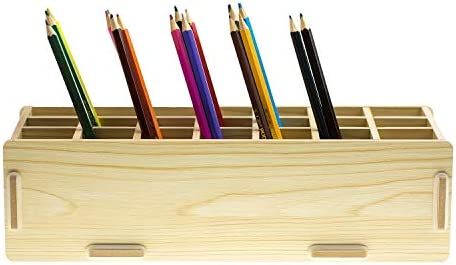 Chris.W Wooden 21-Compartment Artist's Pencils Pens Holder Wood Desktop School Office Supply Cadd... | Amazon (US)