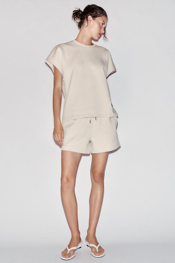 Zara - Interlock Bermuda Shorts - Navy Blue - L - Woman | Zara UK