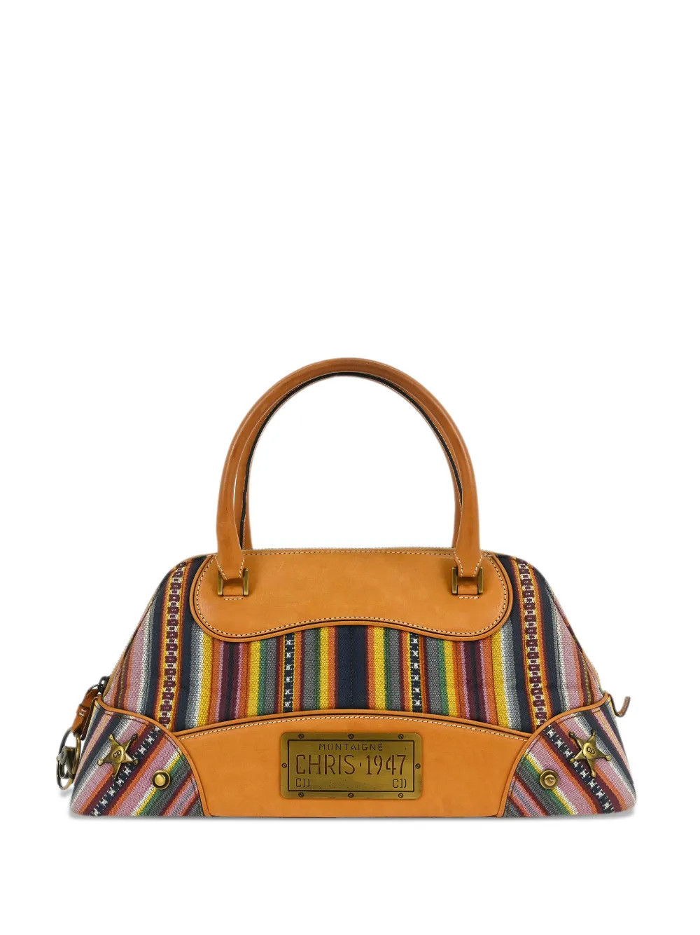 Christian Dior Pre-Owned 2002 Cadillac Bowling striped tote bag - Brown | Farfetch Global