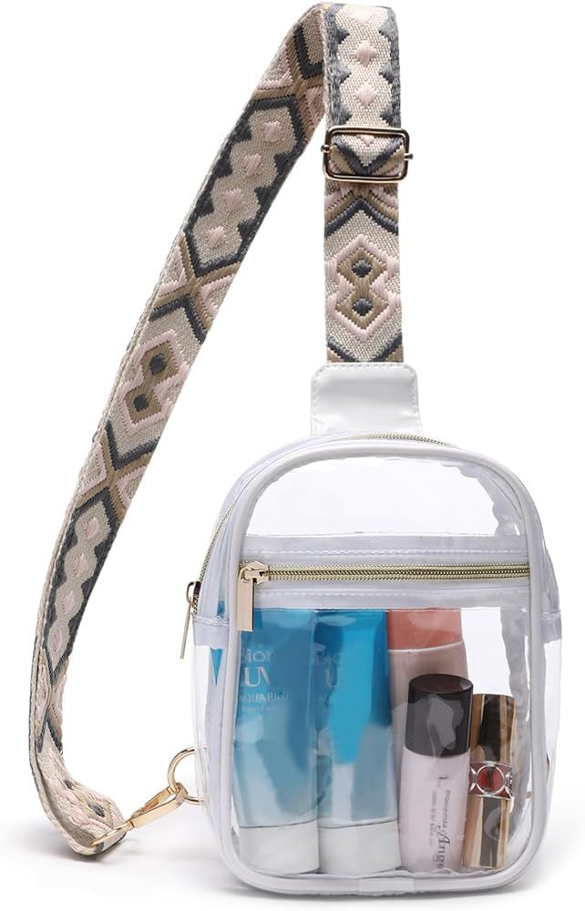 Clear Fanny Pack Cross Body Bag for Women Transparent Chest Bag Crossbody Purses with Adjustable ... | Amazon (US)