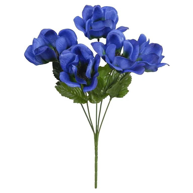 13-inch Artificial Silk Blue 5 Heads Anemone Flower Pick, for Indoor Use, by Mainstays | Walmart (US)