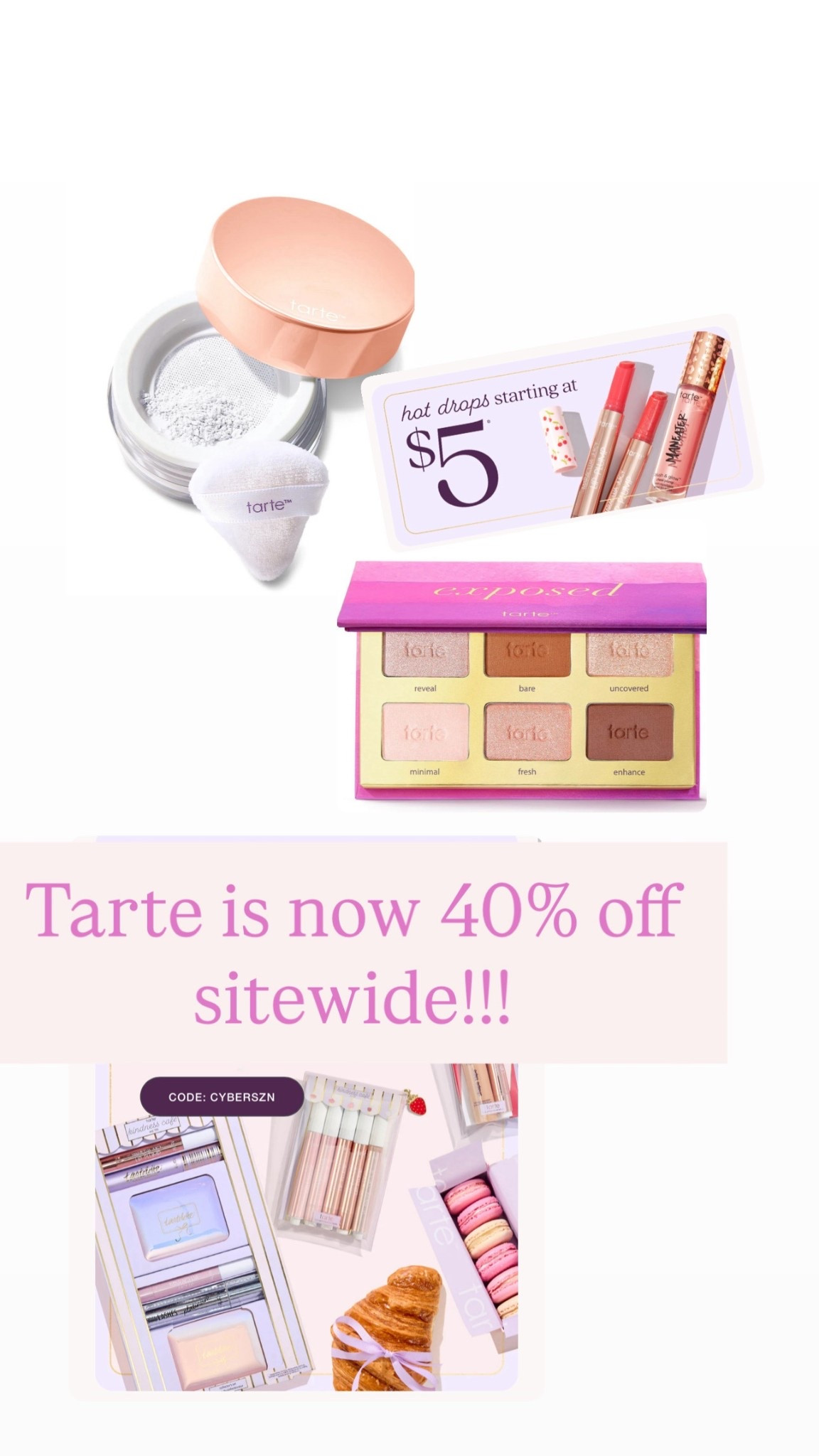 Tarte sale 
Makeup 40% off 
Plumping lipgloss 
The perfect shadow palettes
Gift idea 
 

#LTKGiftGuide #LTKCyberWeek #LTKBeauty