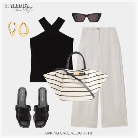 Spring outfits, linen trousers, reiss, striped bag, sandals, earrings, sunglasses, tote bag, spring style, minimal outfit 

#LTKeurope #LTKSeasonal #LTKstyletip