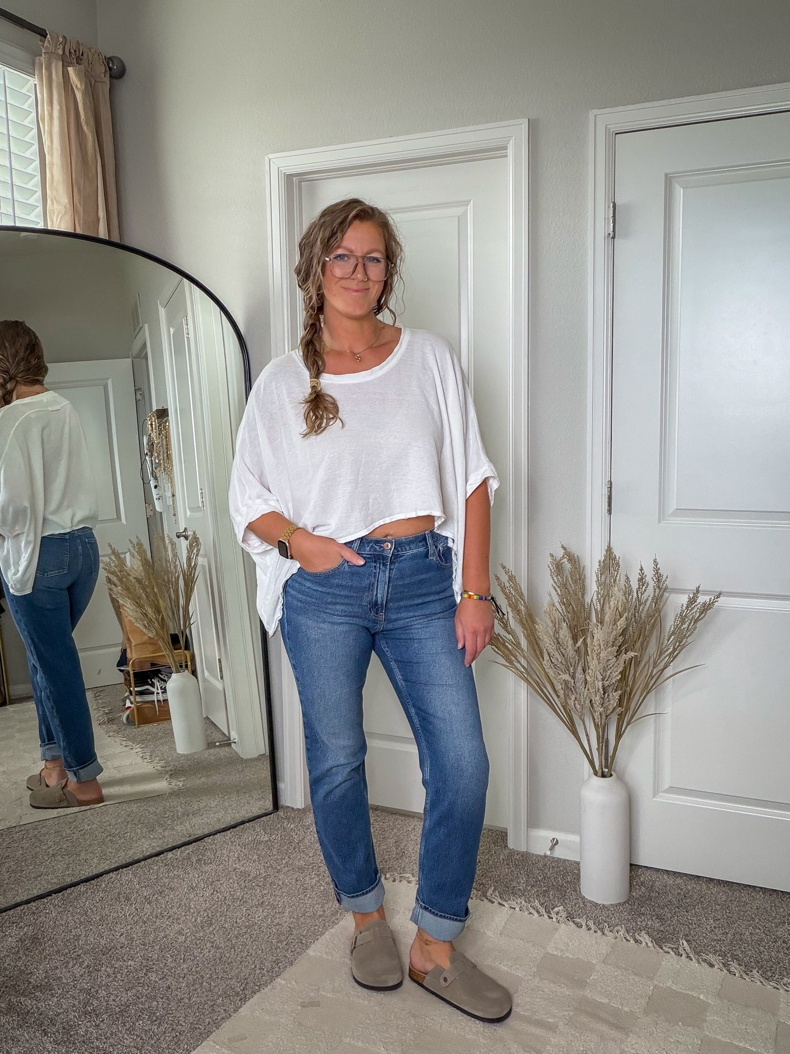 Large tee, 31 tall jeans (50% off! Ends tonight!)

#LTKTall #LTKOver40