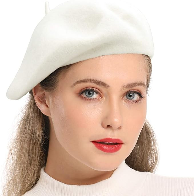 Wheebo Wool Beret Hat,Solid Color French Style Winter Warm Cap for Women Girls Lady | Amazon (US)