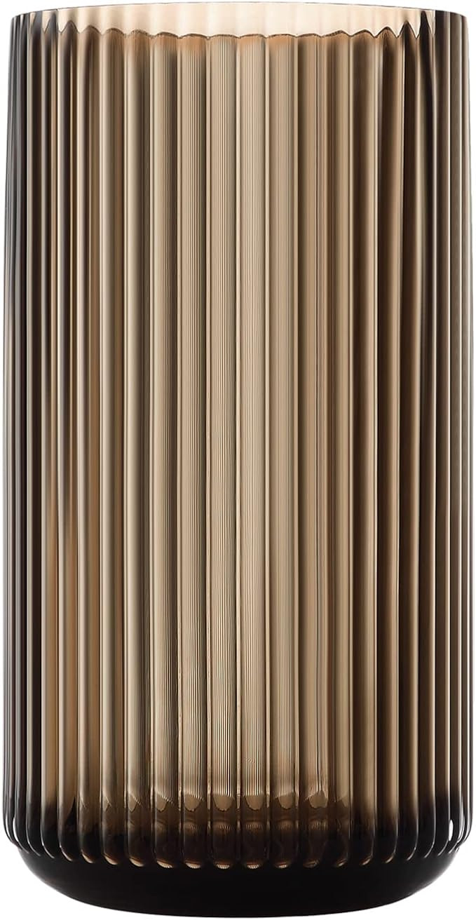 Large Cylinder Ribbed Brown Glass Flower Vase for Farmhouse Dining Table Centerpieces Decor | Amazon (US)