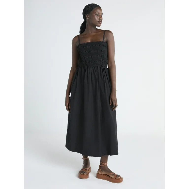 Scoop Women’s and Women’s Plus Smocked Cotton Maxi Dress, Sizes XS-4X | Walmart (US)