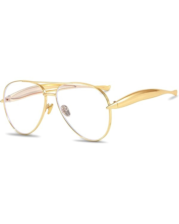 Trendy Oversized Aviator Sunglasses for Women Men 2025 Gold Big Aviators Sun Glasses 70s Retro Sh... | Amazon (US)