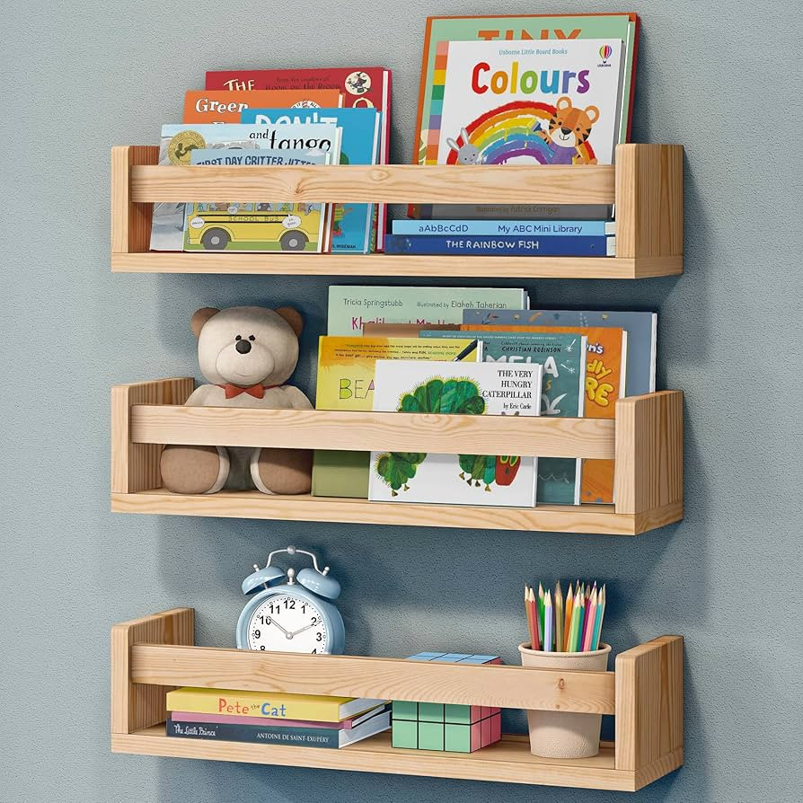 NATURE SUPPLIES Nursery Book Shelves, Set of 3 Floating Bookshelves for Wall for Nursery Decor & ... | Amazon (US)