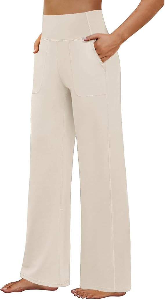FireSwan Yoga Pants Women Wide Leg Pants High Waist Stretch Dress Loose Casual Lounge Sweatpants ... | Amazon (US)