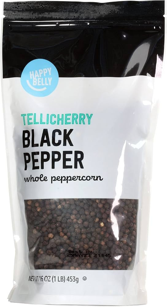Amazon Brand - Happy Belly Tellicherry Black Pepper Whole Peppercorn, 16 Ounce(Pack of 1) | Amazon (US)