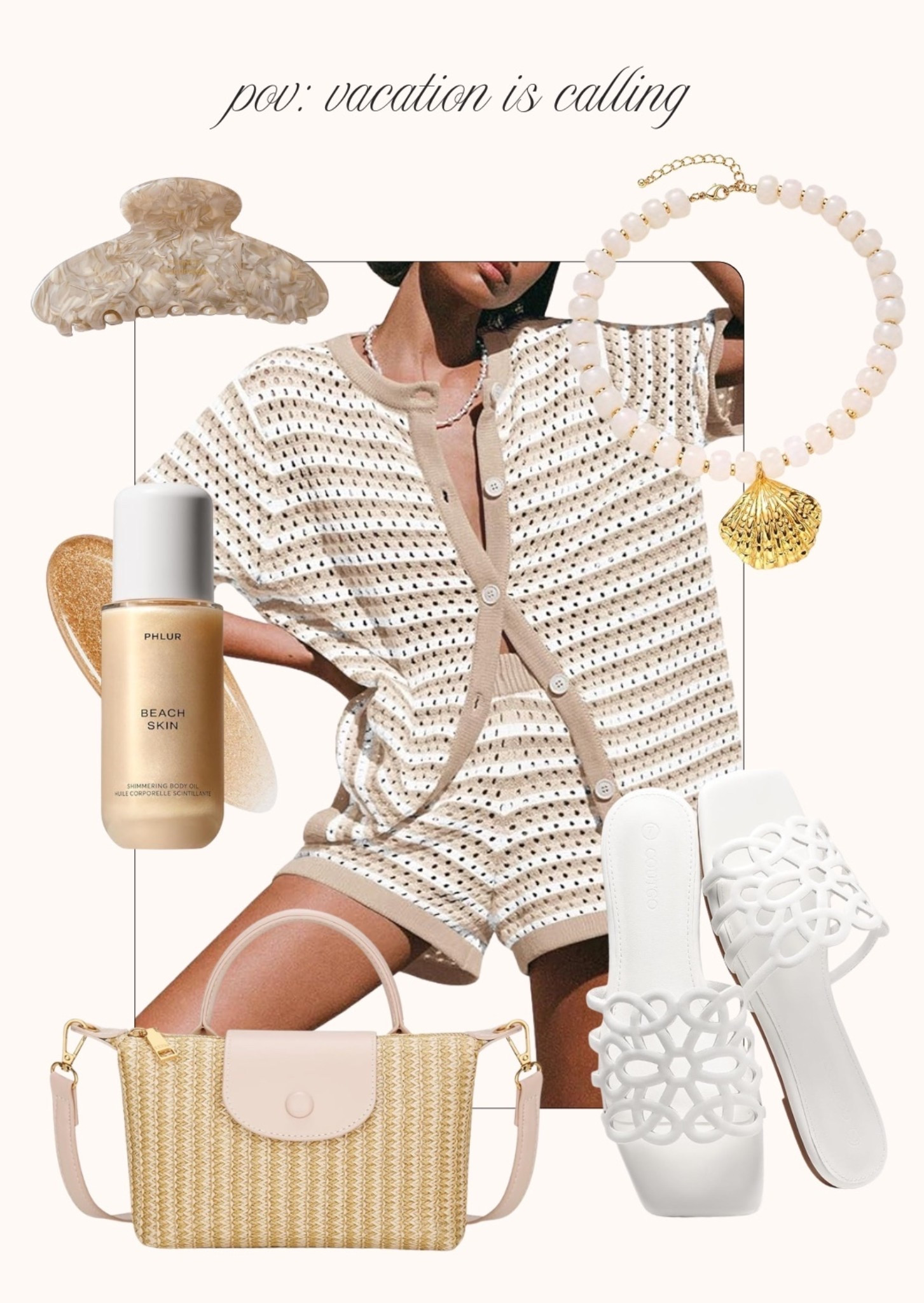 Vacation outfit inspiration from Amazon! 🐚

Two piece set, statement necklace, crossbody bag, woven, trendy sandals, look for less, beach skin, vaycay, summer ootd, shell jewelry, claw clip, neutral, resort wear, handbag, stripes, crochet, fancythingsblog

#LTKootd #LTKSeasonal #LTKTravel