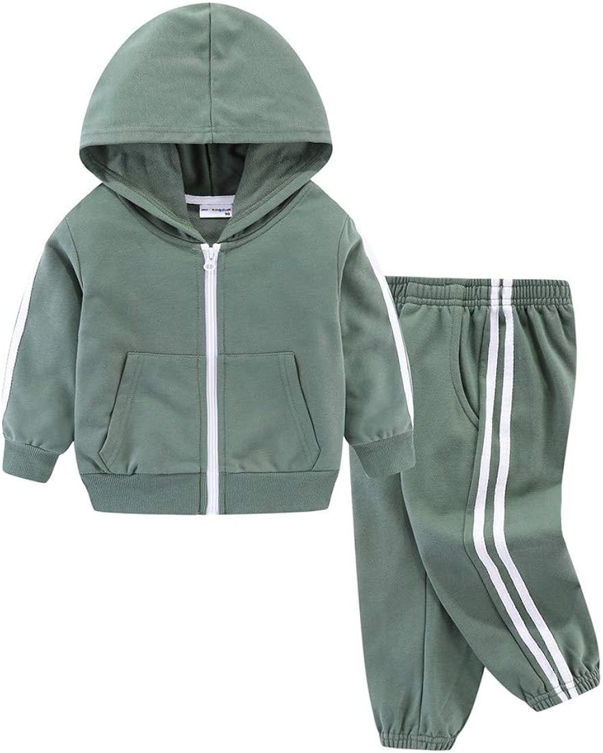LittleSpring Little Boys Tracksuit Zip Up Athletic Hoodie and Jogger Pants 2-Piece Set | Amazon (US)