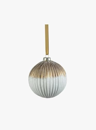 4" Set of 6 Ribbed Two-Toned Glass Ball Ornament | Amazon (US)