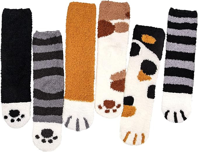 YSense 6 Pairs Women Fuzzy Fluffy Socks Cozy Slipper Socks Warm Soft Winter Plush Home Sleeping S... | Amazon (US)