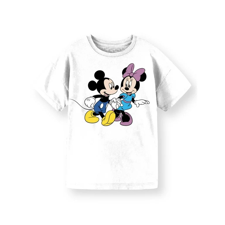Disney Girls Mickey and Minnie, Crew Neck, Short Sleeve, Graphic T-Shirt, Sizes 4-16 | Walmart (US)