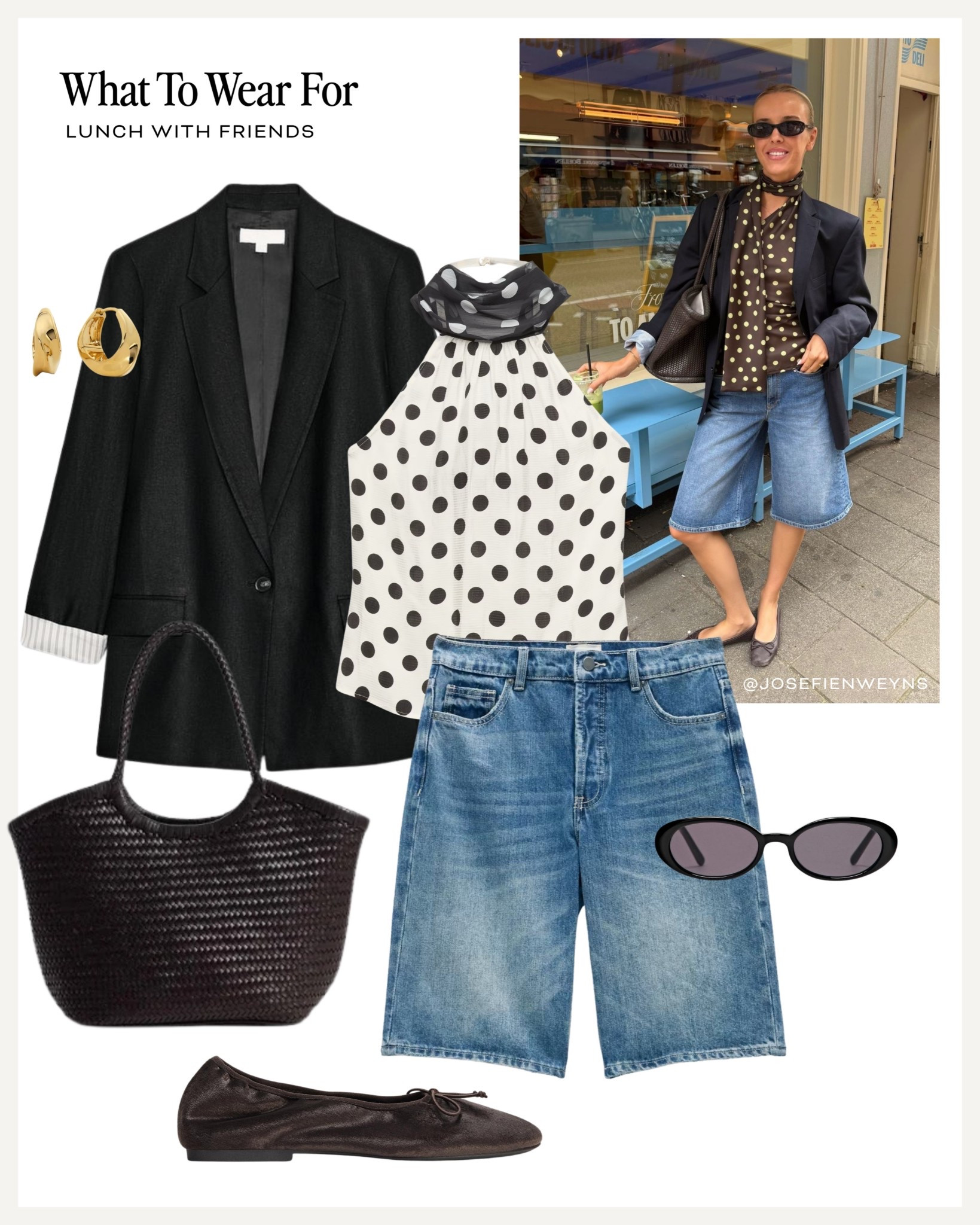 Lunch with friends 🍝 

Spring outfits / polka dot trend / denim Bermuda shorts / Zara outfit / ballet flats 

#LTKuk #LTKspring