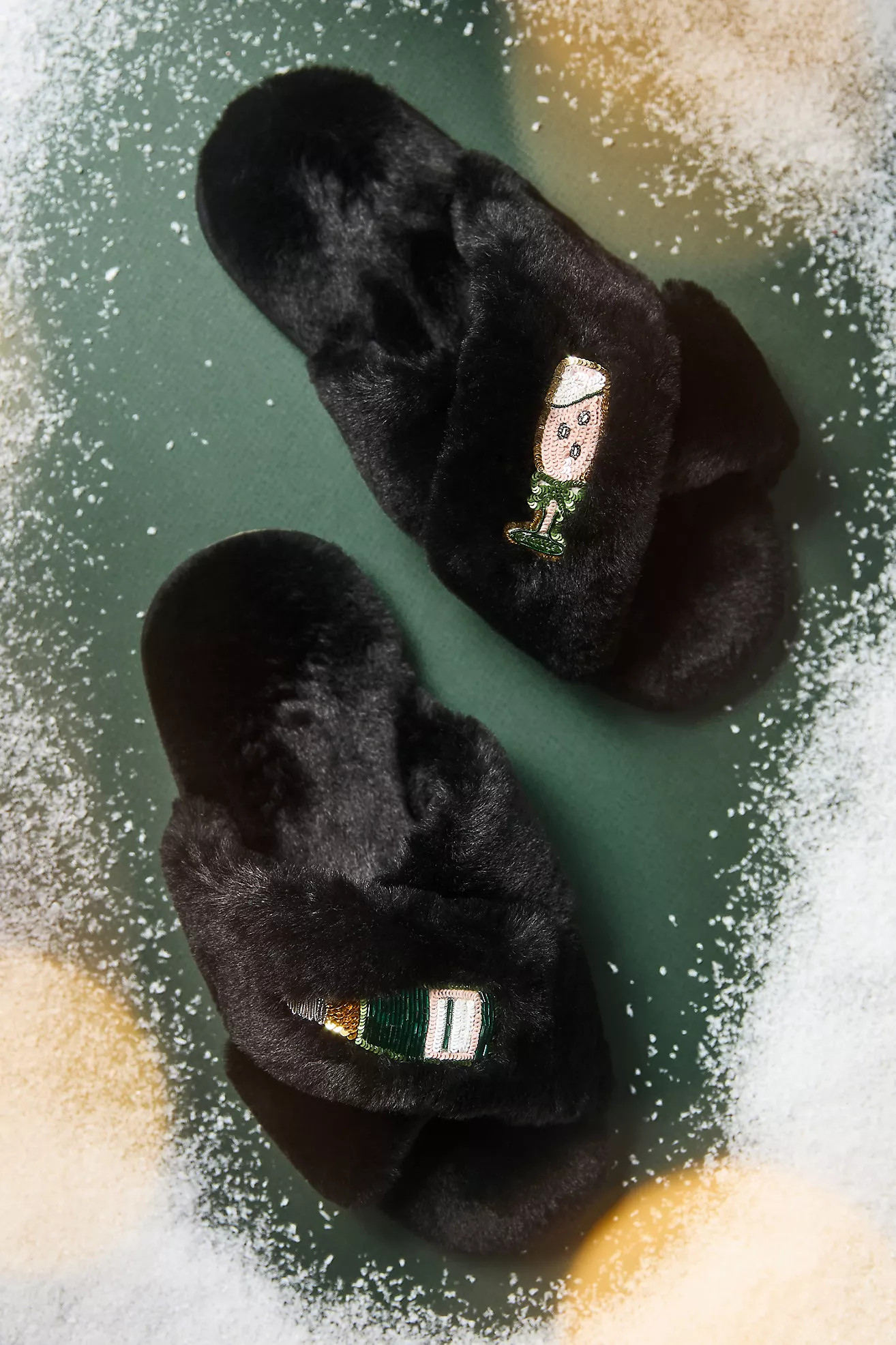 Maeve Icon Patch Fuzzy Slippers | Anthropologie (US)