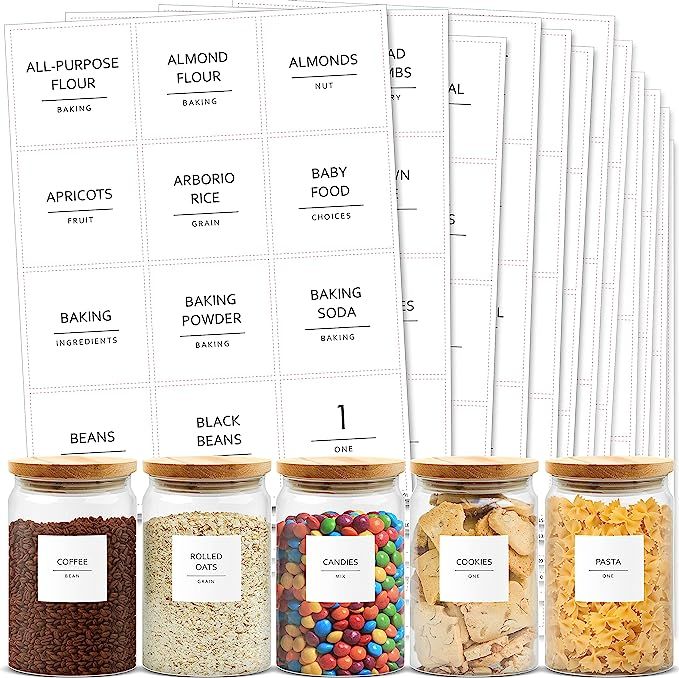 Talented Kitchen 144 Minimalist Pantry Labels Set. Black Print on White Matte Backing, Water Resi... | Amazon (US)