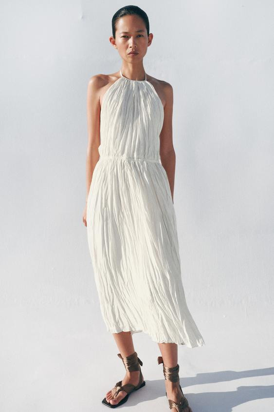 ZW COLLECTION PLEATED HALTER DRESS | Zara US
