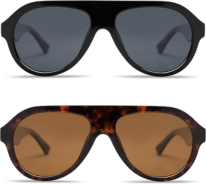 VANLINKER Retro Aviator Polarized Sunglasses for Men Women Trendy 70s Vintage Plastic Frame Sun G... | Amazon (US)