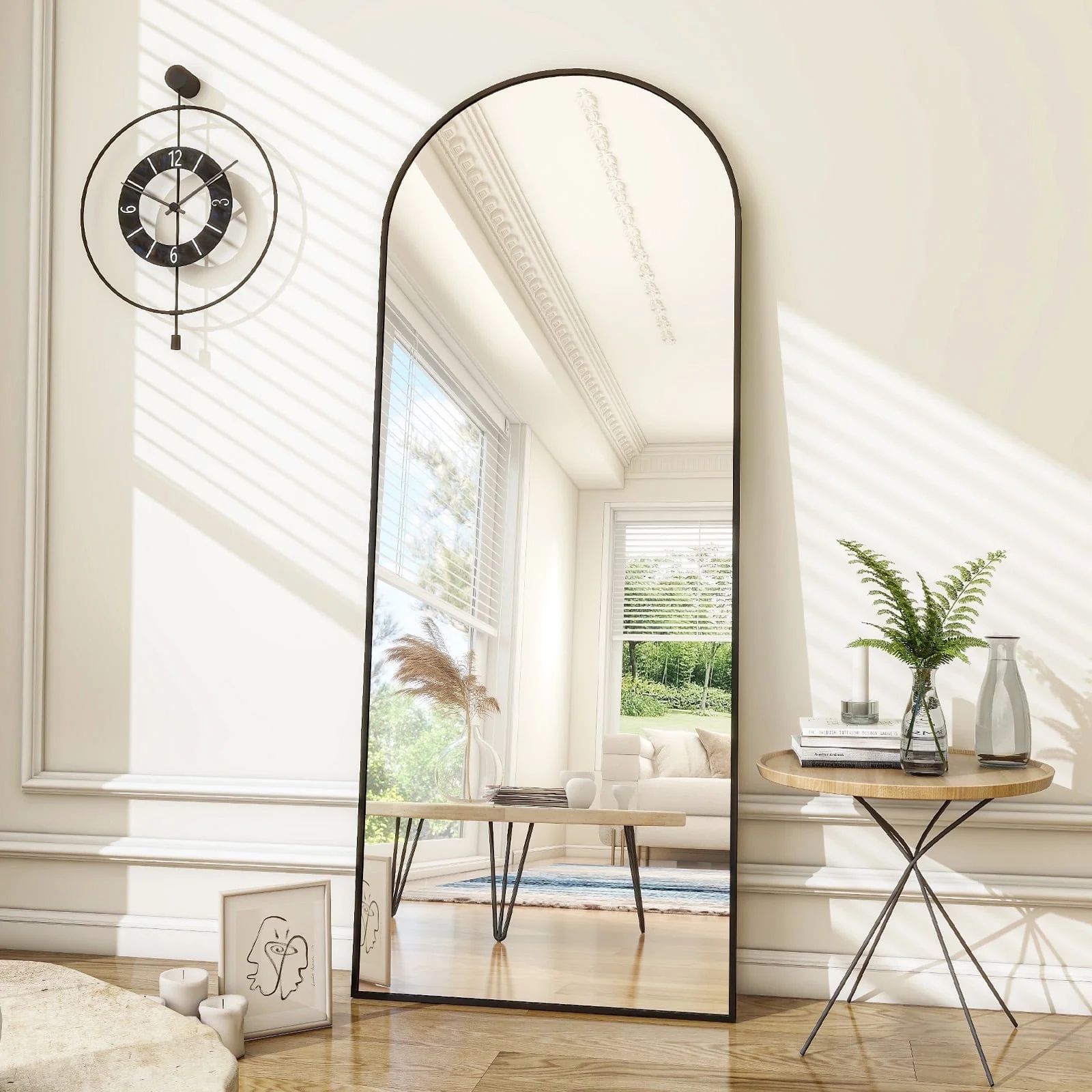 BEAUTYPEAK 71"x27.1" Arch Full Length Mirror Oversized Floor Mirrors for Standing Leaning, Black ... | Walmart (US)