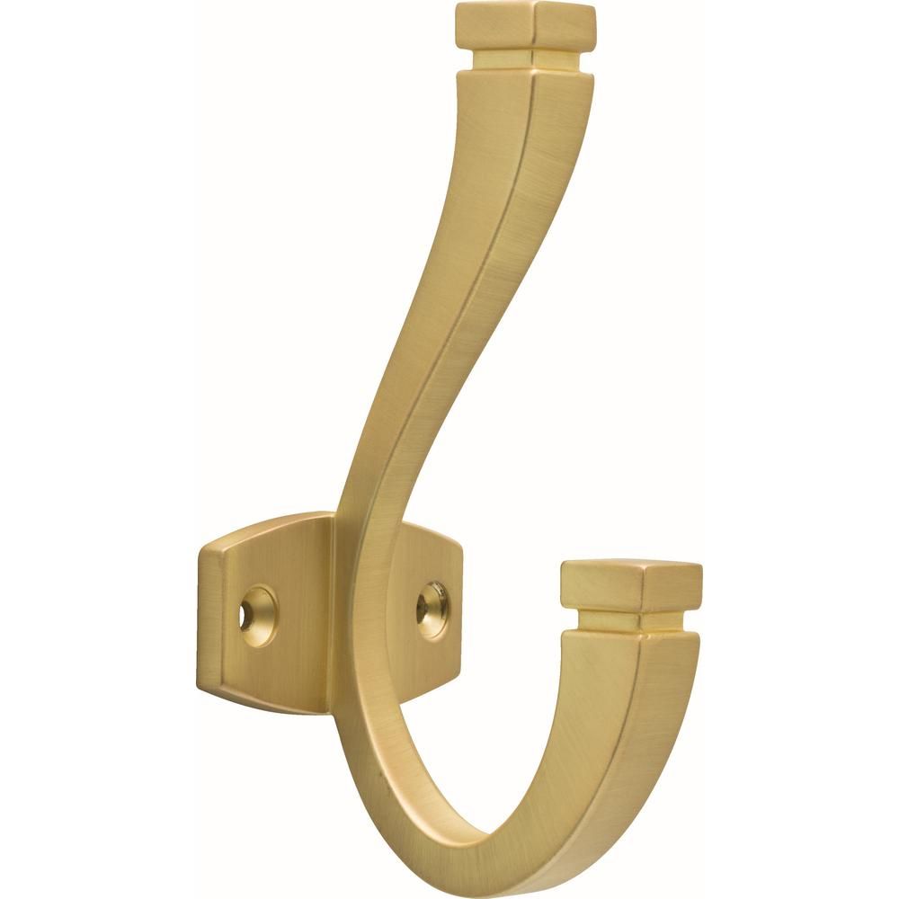 Warm Industrial 5 in. Brushed Brass Coat Hook | The Home Depot