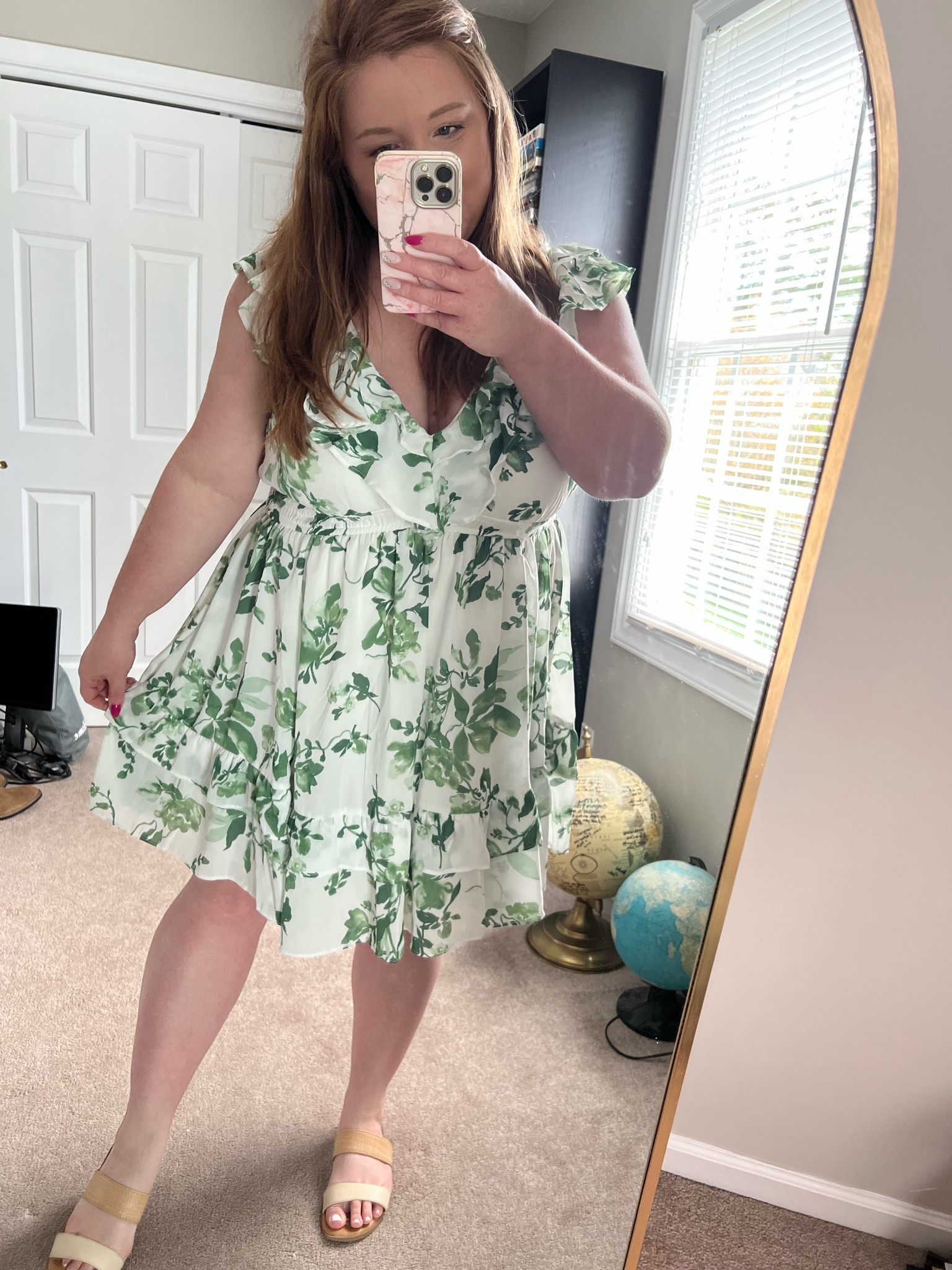 Abercrombie ruffle flutter sleeve mini dress in green floral. Tall sizes available! I sometimes order the tall due to long torso and for length. Spring dress / vacation dress / Easter dress 

#abercrombie #abercrombiedress #springdress #floraldress #greenfloral 

#LTKunder100 #LTKSeasonal #LTKfit