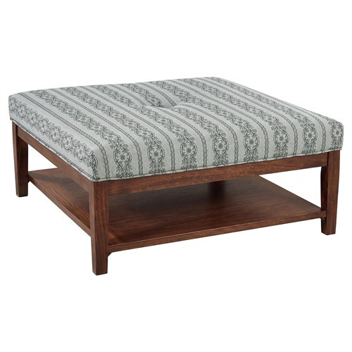 Bristow Seine Blue Stripe Square Cocktail Ottoman | Kathy Kuo Home