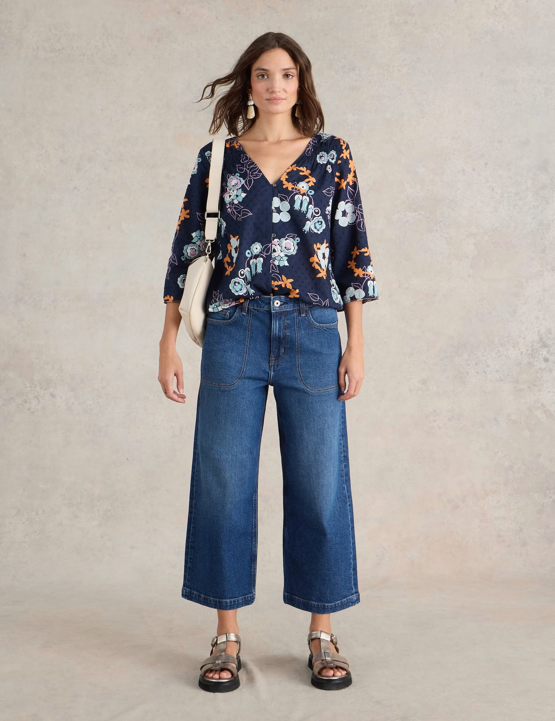 Mid Rise Wide Leg Cropped Jeans | Marks & Spencer (UK)