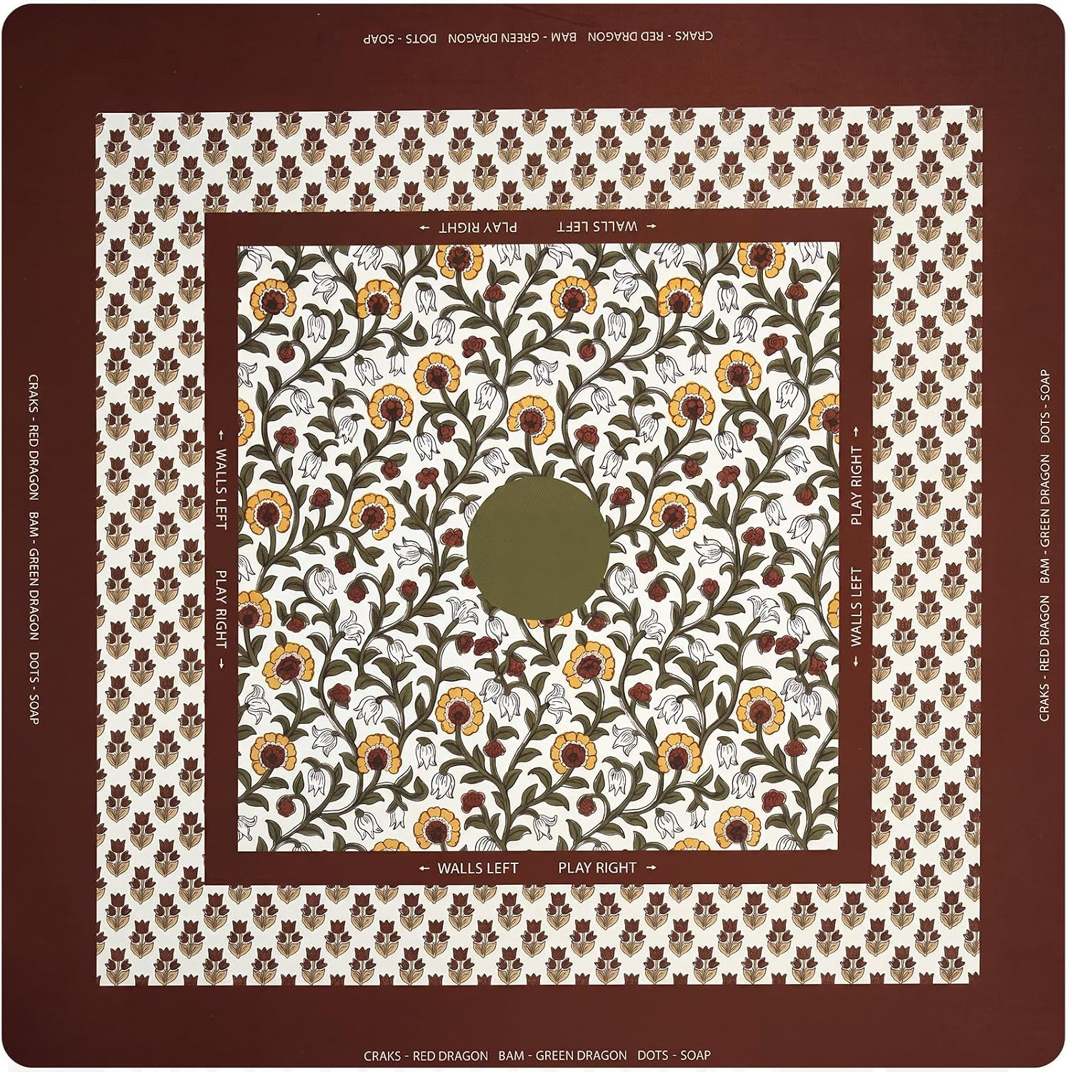 Drydiet American Mahjong Mat for Table 31.5x31.5 Inch, Block Print Saffron | Amazon (US)