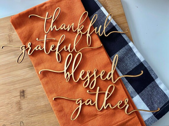 Read the full title
    Thankful, Grateful, Blessed and Gather Words Fall Dining Table Wood Signs... | Etsy (US)