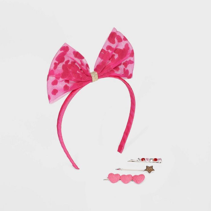 Girls' 4pk Burnout Heart Headband - Cat & Jack™ | Target