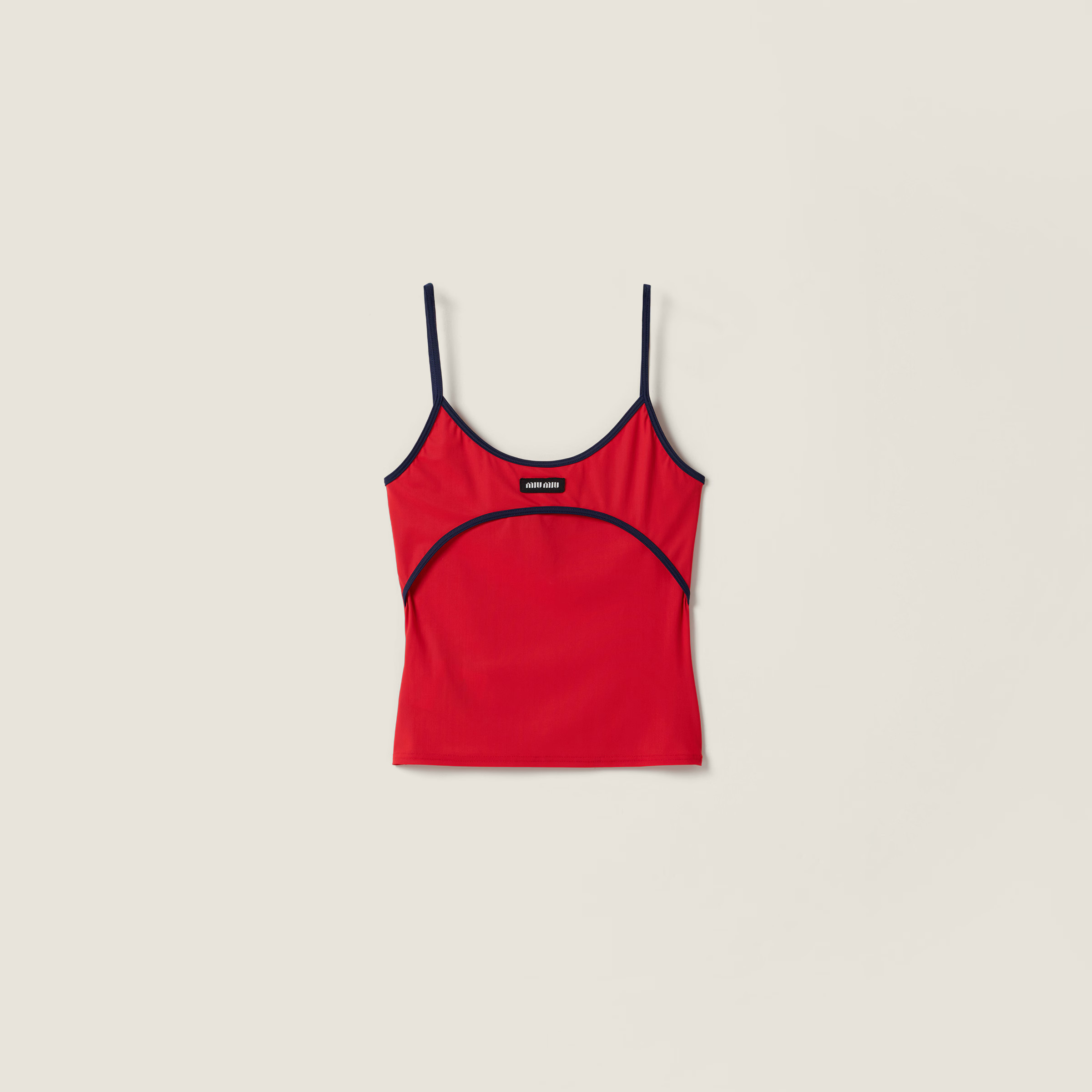 Red/blue Stretch Jersey Top | Miu Miu | Miu Miu US