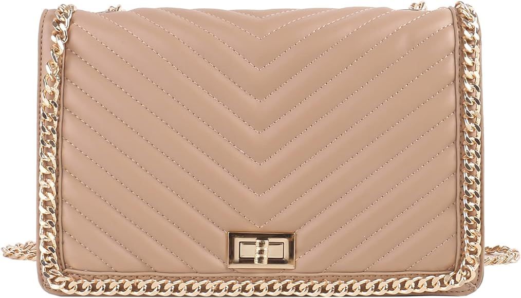 LMKIDS Quilted Crossbody Bags for Women, Trendy Roomy Shoulder Handbags with Flap Gold Hardware C... | Amazon (US)